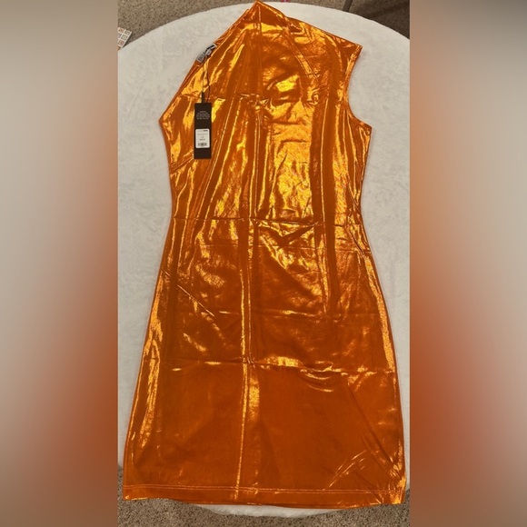 Fashion Nova Dresses & Skirts - Fashion Nova Short Temper Metallic Mini Dress - Orange - Size M
